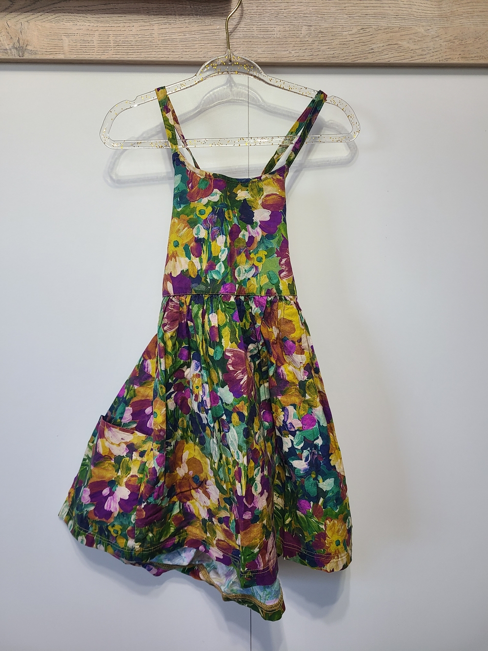Kids Floral Freya Sundress with Green & Purple Print